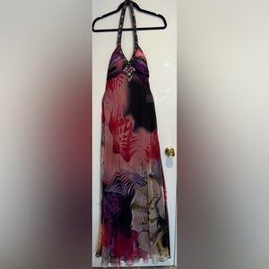 Beaded halter maxi dress size 8.